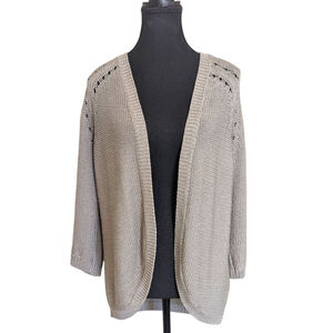 H&M Cardigan Pointelle Knit Raglan Sleeve Gray M Cottage Softgirl